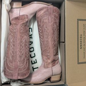 Tecovas The Abby Pink Frost Lizard Cowgirl Boots